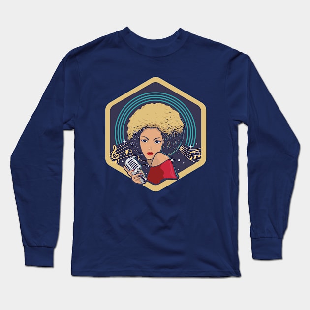 Afro Latina lady singer Long Sleeve T-Shirt by Skidipap